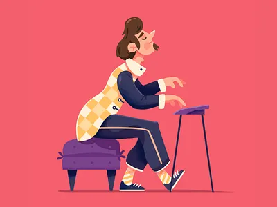 Pianist 2d illustration character design jazz music musician pianist