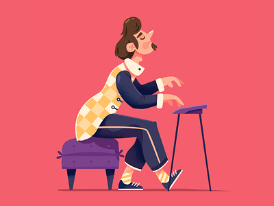 Pianist 2d illustration character design jazz music musician pianist