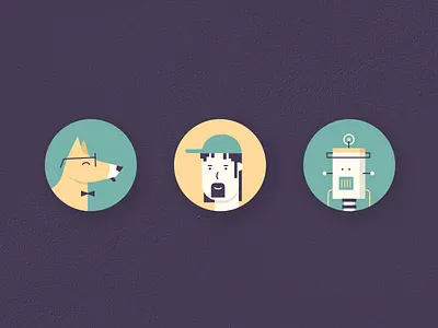 Team Members character color customer dog flat headshot human people robot support team tech