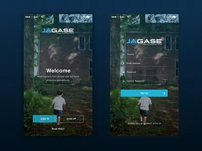 Jagase Mobile App clean flat ui home security system login mobile app modern ui