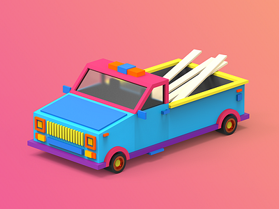 3/4 Car 3d c4d clayrender color gamedev indiegame lowpoly makedev render tolitt