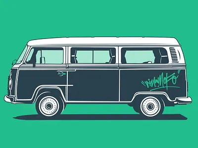 Kombi Dribbble car hippy illustration kombi van vinomofo