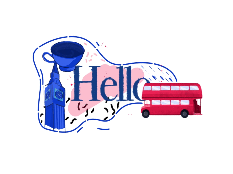 England animation dots england hello illustration language lineart