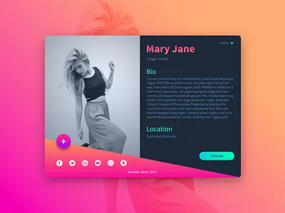 Profile Card bio contact follow graphic design illustration profile profile card uidesign uxdesign