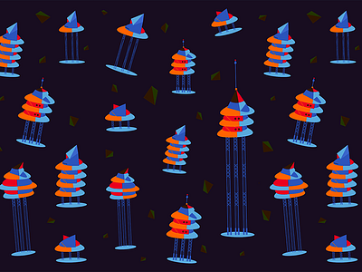 Space Hood cartoon hood ivectors neoretro pattern retrospect space towers