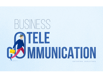 Cute Telecom Test blue business case man poster retro soft style texture typography