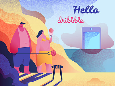 Hello Dribbble illustration