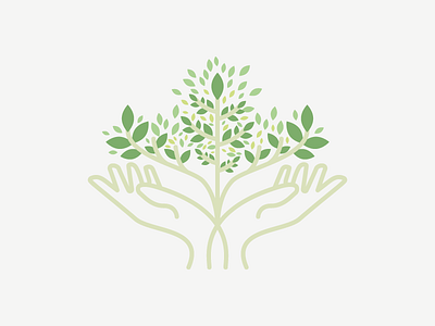 Hands and Plant logo design flat hands health care leaves logo modern nature peace plant season tree