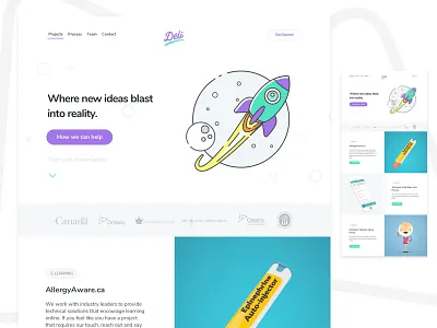 E-Learning Projects Page deli e learning flexbox landing page padded purple teal white space
