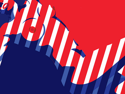 Color Theory Final 80s clean design illustration minimal navy red retro stripe woman