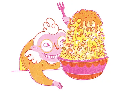 Macaroni Lover 2 color character food funny illustration macaroni macaroni and cheese pasta print riso risograph