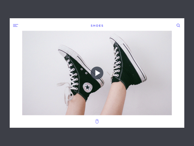 Shoes - Hero to content scroll animation hero hover logo mask minimal reveal scroll shoes transitions video web