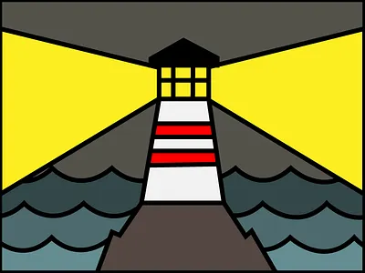 Lighthouse illustration lighthouse thick lines water