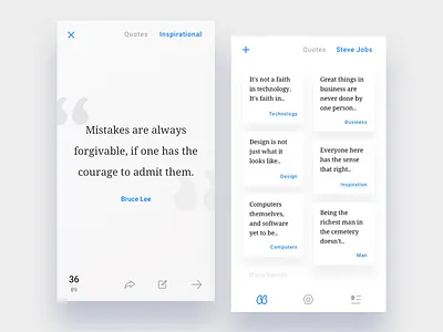Quotes ios application app application detail page ios listing page quote quotes story ui ux
