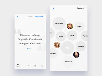 Quotes ios application - Discover screen app application explore page ios listing page quote quotes story ui ux