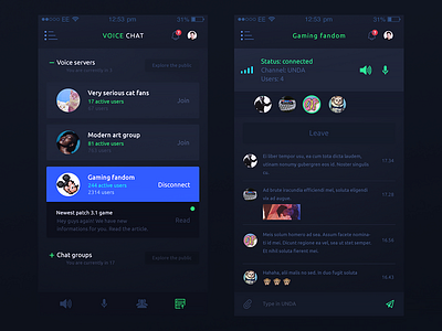 🎤 Voice chat app app chat dailyui page ui ux voice