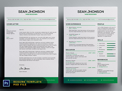 Free Malist Resume Template + Cover Letter (Green) clean cover letter cv free template freebie green minimalist resume