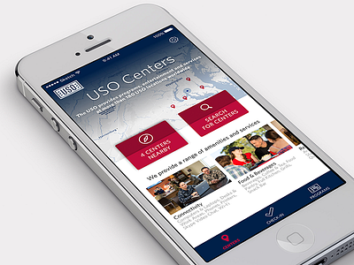 USO Locations landing screen ios