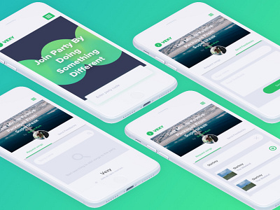 Project V - Party web application application dj gradient green guest list mobile party song web