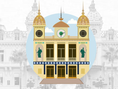 Monaco Monte-Carlo Casino building flat icon illustration vector