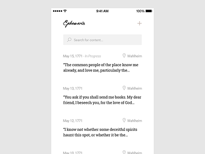 Diary diary app ios minimalism minimalistic simple simplicity ui ux