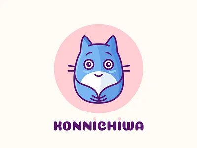 Konnichiwa - cute creature logo animal cat character chibi cute flat ghibli japan logo miyazaki totoro troll