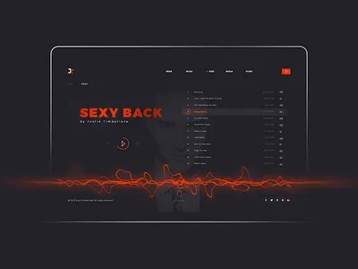 Justin Timberlake clean design flat grid music navigation site typography ui ux web