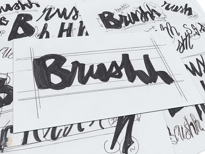 Logo sketch for Brushh brushh illustration ink lettring logo sketch