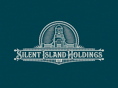 Silent Island Holdings LLC artdeco clock tower engraved florida lettering logo logotype vintage