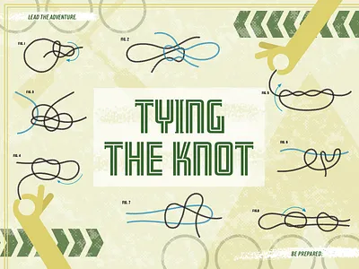 Knots be prepared boy scout hands illustration knot tie tying