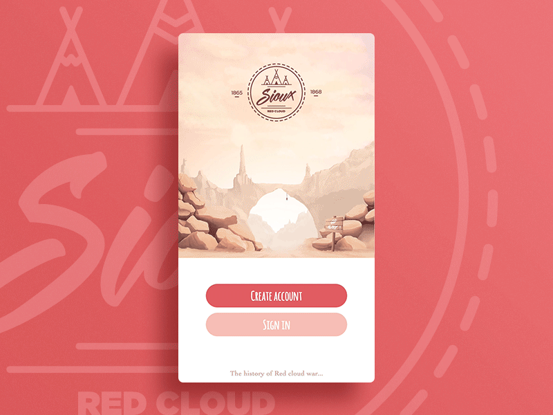 Sioux Signup app game gif illustration interface ios landscape mobile red sign in sign up ux ui