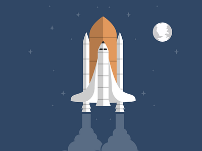 Spaceship flat illustration moon space spaceships