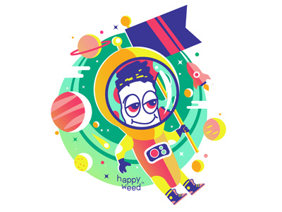 Happy Weed Spaceman happy weed illustration kids shirt space