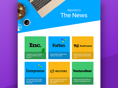 In the news colors dapulse homepage in the news project management ui ux website