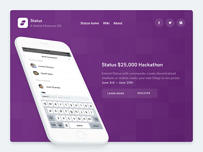 Status hackathon landing web website