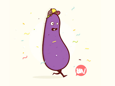 "Eggplant" animation artwork character color design graphic happy icon illustration party