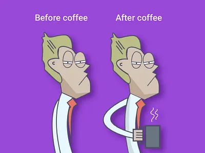 Before coffee annoyed caricature coffee colors illustration morning office