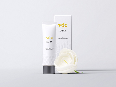 VOE Cosmetics cosmetic cream flower gold indentity logo packaging texture white