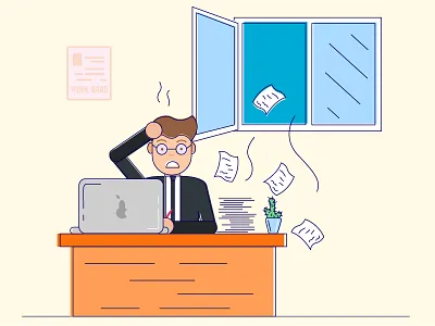 office computer design flat gide1artstydio illustration illustrator ios man office support vector