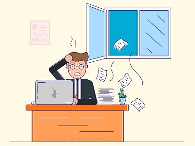 office computer design flat gide1artstydio illustration illustrator ios man office support vector