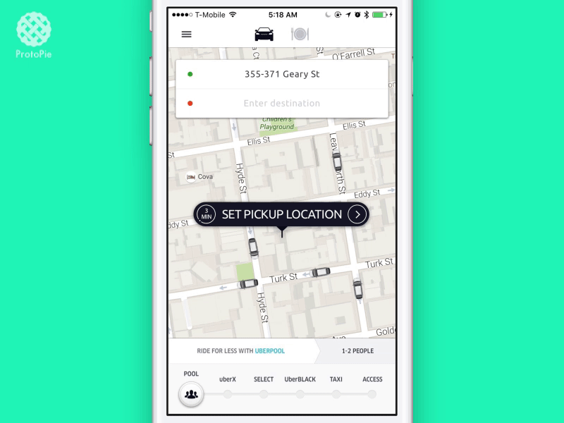 Uber Scene protopie scene search interaction