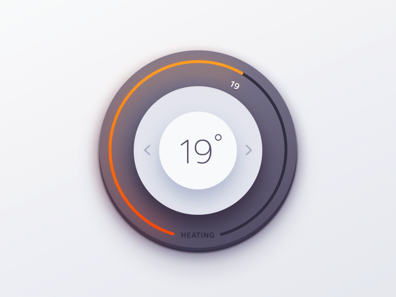 Thermostat Knob UI 3d celsius flat free freebie minimal kelvin knov modern temperature thermostat ui web