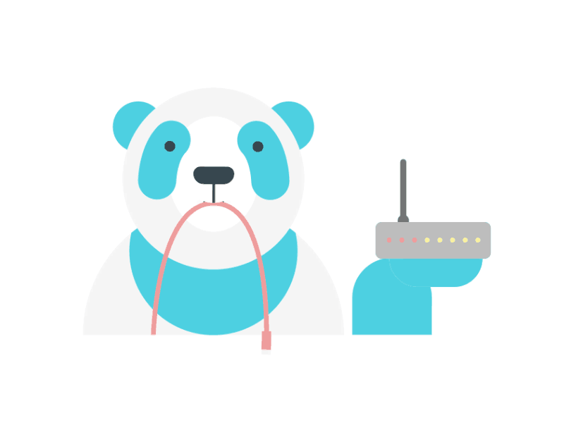 No WIFI animal animation character chew funny gif illustration kabel loop panda