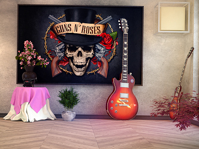 Interior Design 3d 3dsmax architecture guitar interior design rendering