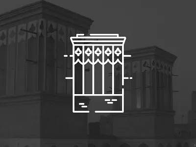 Windcatcher (Iran's monuments 4) building city icon illustration iran line symbol vector windcatcher yazd