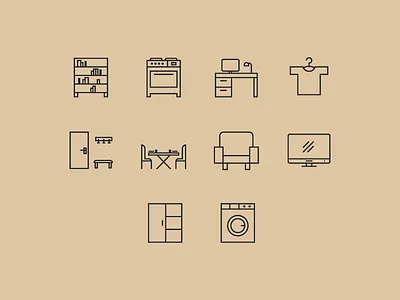 ✨icons✨ desk dressing house icon icons library picto pictogram set sofa table tv