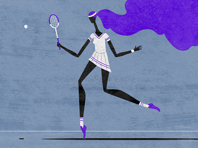 'You should see my backhand!' ball character design court drawing hair illustration racquet retro shadow tennis tennis player texture