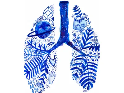 Breathe breathe folk illustration lungs watercolor