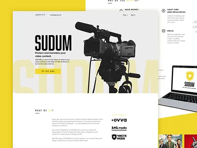 Sudum Landing Page b2b camera content copyright landing page media piracy protect service ui video web