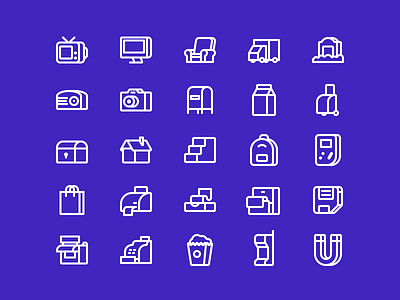 Mini camera icon mail market outline phone set stroke